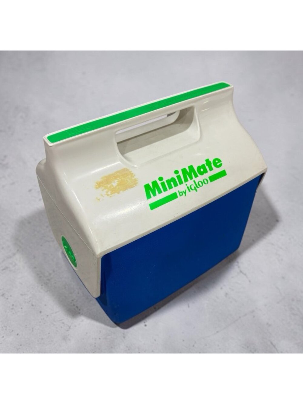 Vintage 90's Mini Mate Cooler Igloo Retro Green, White, Blue Lunch Box